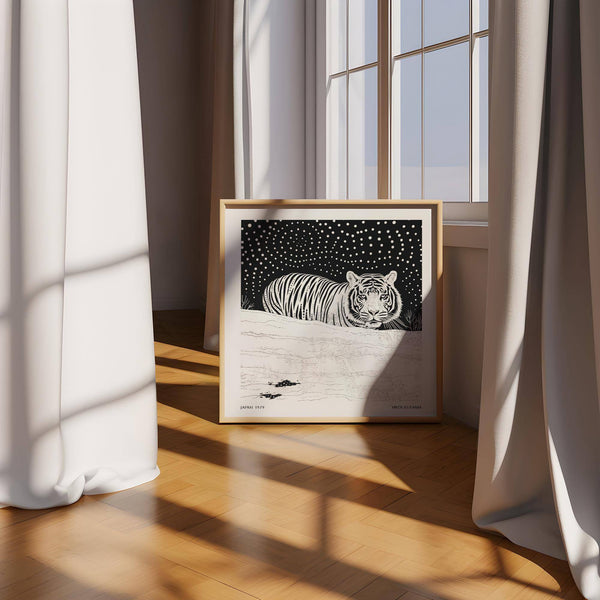 Majestic tiger design in modern art white tiger Kusama style