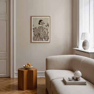Botanical Portrait Painting poster featuring White, Beige, Brown for bedroom décor