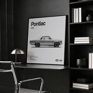 Gray Pontiac Gto Art Print, perfect for garage or living room decor