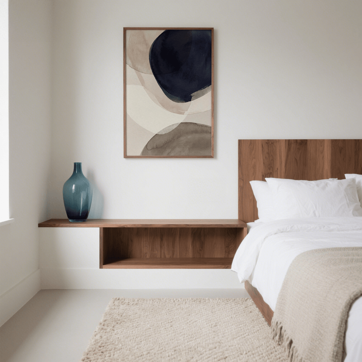 Abstract Watercolor Print with calming blue and beige tones ideal for office décor