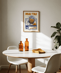 Mai Tai Wall Art in Orange Blue for vibrant kitchen poster