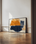 Contemporary Blue and Orange Abstract Art featuring Blue, Orange tones for bedroom wall art