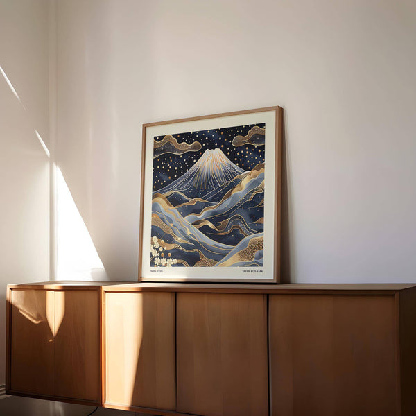 unique blue and gold wall art with intricate gold detailing