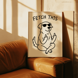 Minimalist Black and White Funny Dog Poster for hallway wall art