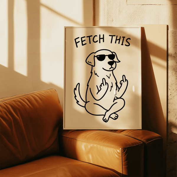 Minimalist Black and White Funny Dog Poster for hallway wall art