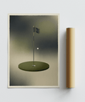 Neutral color golf artwork highlighting open negative space