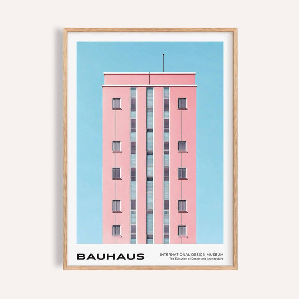 Vertical architecture art prints in pink and blue for living room decor