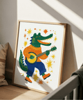 Funny Crocodile Art Print Multicolored illustration for playroom poster