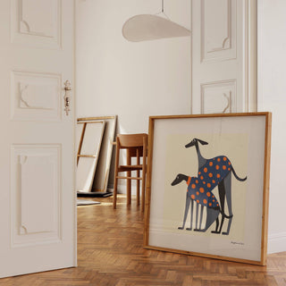 Greyhound art poster of a dog for whimsical home or office decor