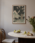 Crane Japanese Art wall art in Green and Beige, perfect for meditation room