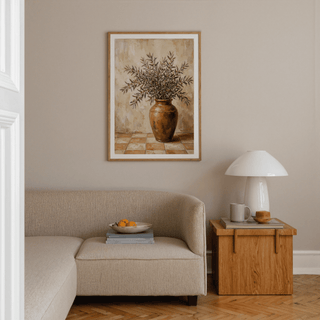 Rustic Olive Art kitchen wall art with earthy green and brown hues