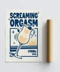 Blue and orange Retro Cocktail Poster for kitchen wall art