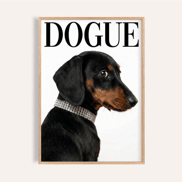 Dachshund Art Print with Black and White colors for living room wall art