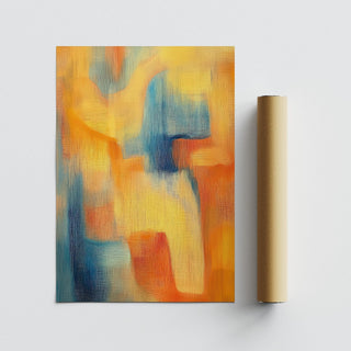 Textured brushwork and color layers in wabi sabi Modern Art Posters print.