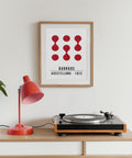 Minimalist Bauhaus red dot abstract poster for modern interiors
