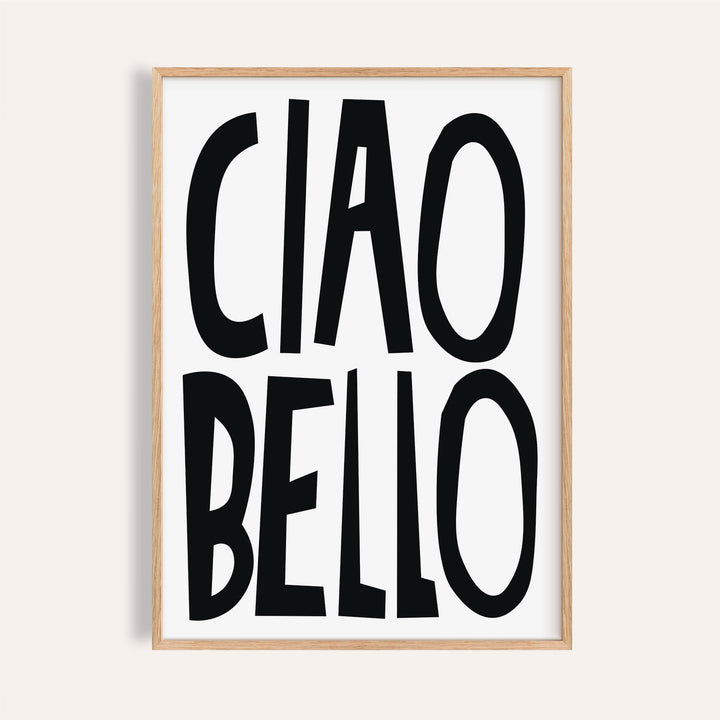 Italian wall art featuring "Ciao Bello" in bold lettering
