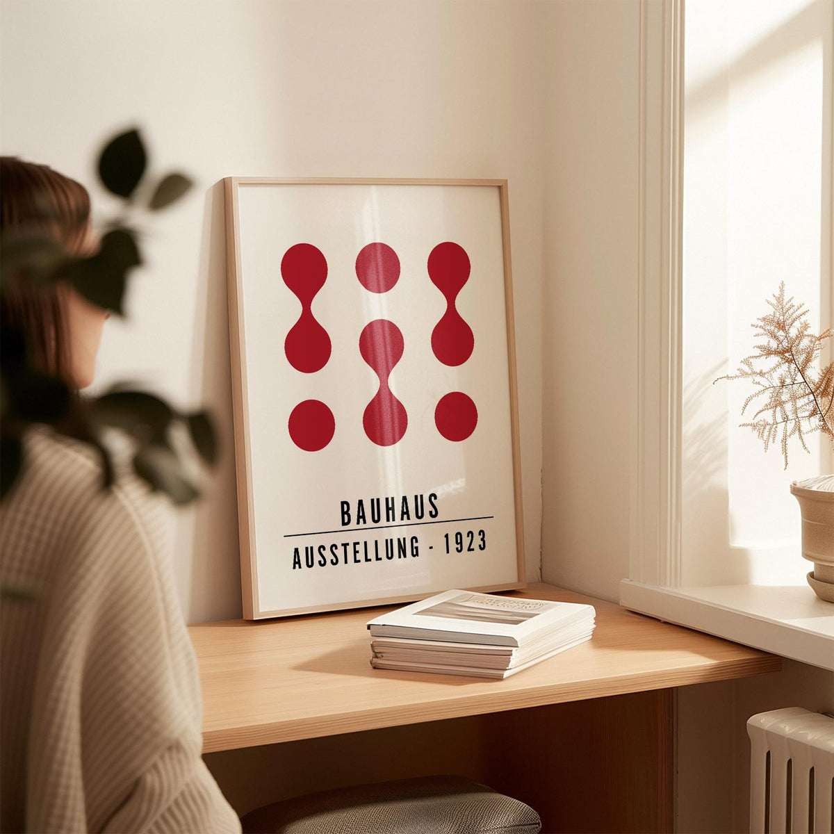 Museum-quality matte artwork for office walls in a minimalist reading nook