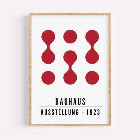 Red abstract wall art inspired by Bauhaus design for minimalist spaces
