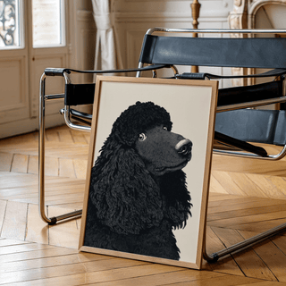 Beige and black Poodle Art Print for bedroom wall decor