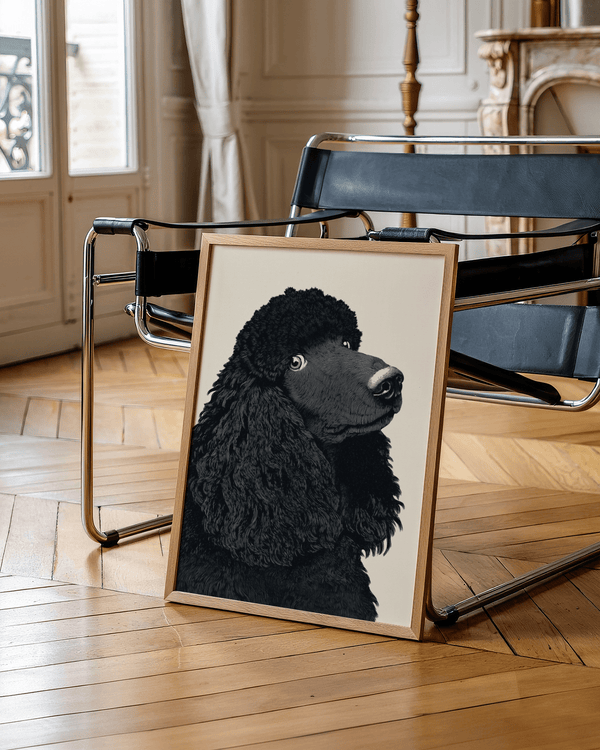 Beige and black Poodle Art Print for bedroom wall decor