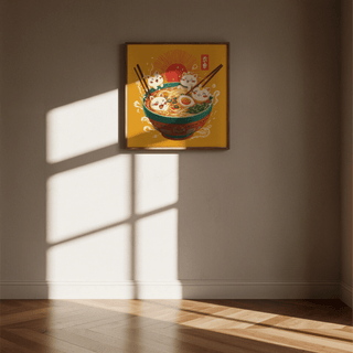 Bedroom wall art with Cute Cat Print, highlighted in main colors