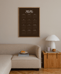 2026 Brown Calendar Print wall art, brown, orange, white, for entryway