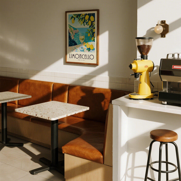 Vintage Italian Drink Posters showing glass of limoncello and fruit