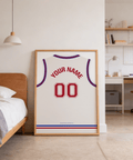Custom-name jersey poster with varsity lettering and bottom bands
