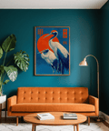 Cranes Art Print featuring Red, Blue, and White, office art print