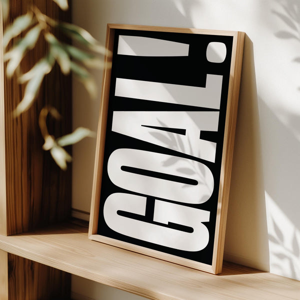 Energetic Goal Poster typography print for sports bars and entertainment spaces