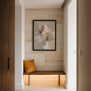 Abstract Neutral Art Print in white and gray, suitable for cozy reading nook wall art