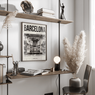 Modernist Architecture Art Print with Barcelona heading and Palau de la Música Archive interior photograph