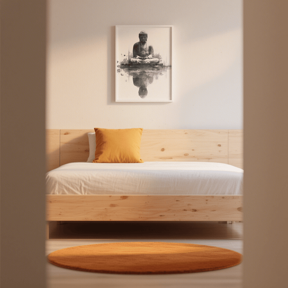 Meditating Buddha Print, Black, study, art print