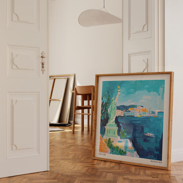 Statue of Liberty featured in Matisse-style Holiday Posters artwork.