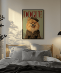 Pomeranian Soldier Art poster with green uniform, red text, perfect for bedrooms