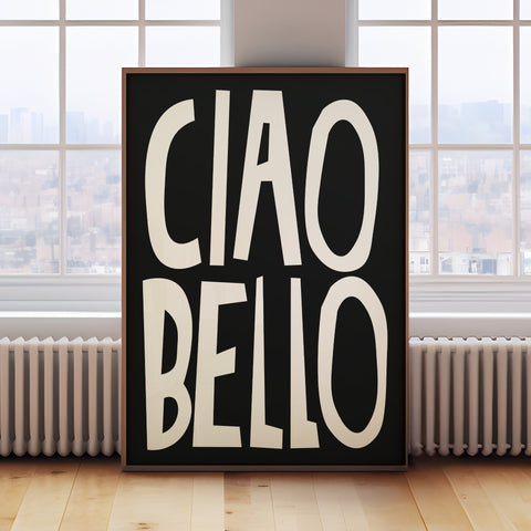 Ciao Bello White Typography Poster