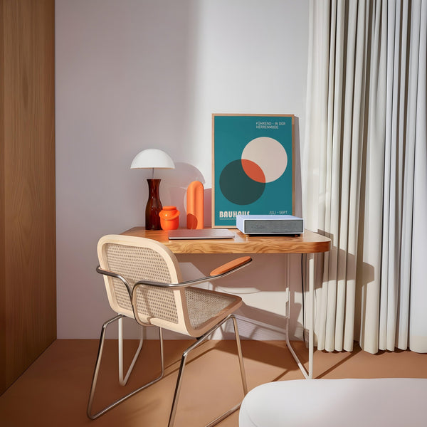 Minimalist modern office wall art with overlapping geometric elements