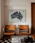 Australia Map Print blue wall art for entryway decoration
