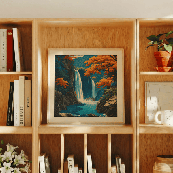 Close view of fine linework capturing basalt cliff texture