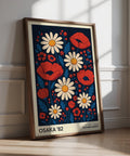 Flowers art wall decor with retro poppy and daisy design