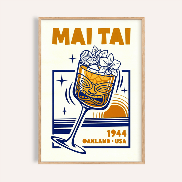 Mai Tai Wall Art in Orange and Blue for kitchen wall art print
