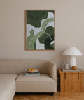 Abstract Green Art Print in blue, green, and white colors, great for contemporary lounge