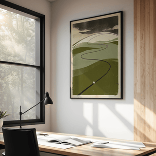 Vintage-textured Golf Course Art Print showing rolling fairway and golf ball