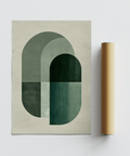 Minimalist Green Tone Poster Print, green and beige, office wall art