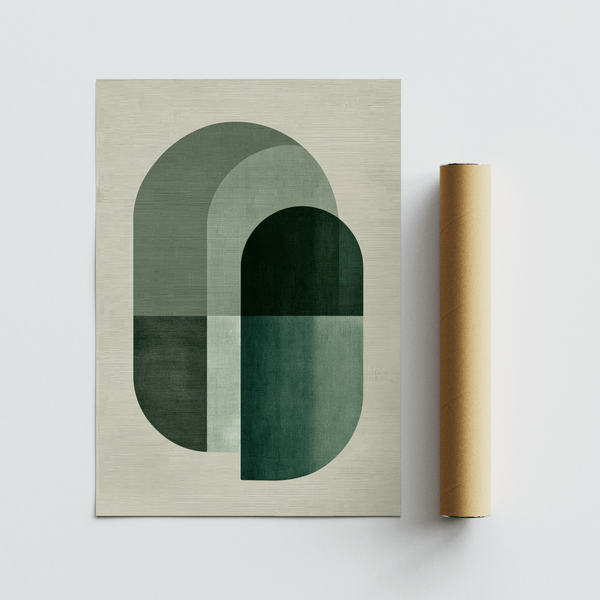 Minimalist Green Tone Poster Print, green and beige, office wall art