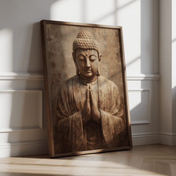 Meditative Art Print with beige and gray for meditation room poster