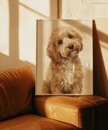 Beige and White Light Brown Cockapoo Print poster for hallway display