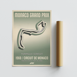 Vintage-inspired motorsport graphic displaying Monaco street circuit