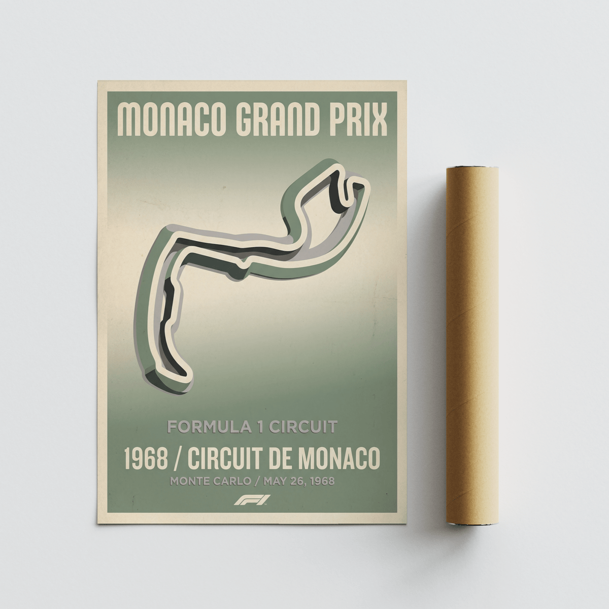 Vintage-inspired motorsport graphic displaying Monaco street circuit