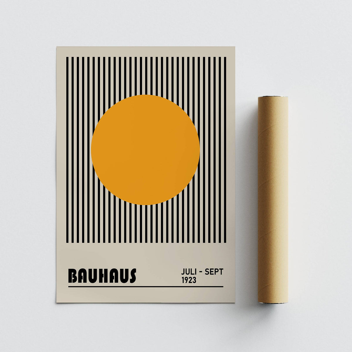 Geometric Bauhaus-style print in yellow and black for office wall art